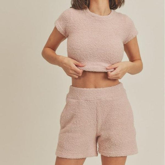  Fuzzy Fleece 2-Piece Loungewear Set - Pink